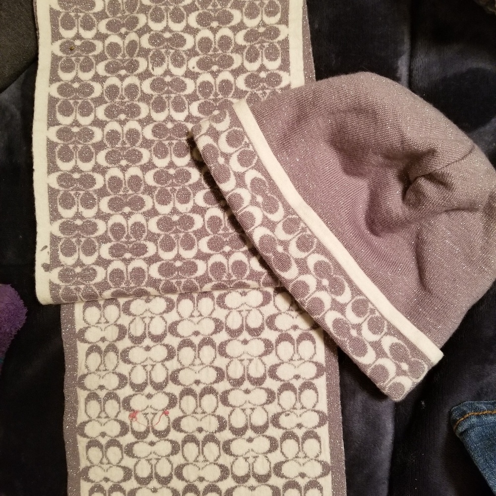 Coach beanie and scarf set